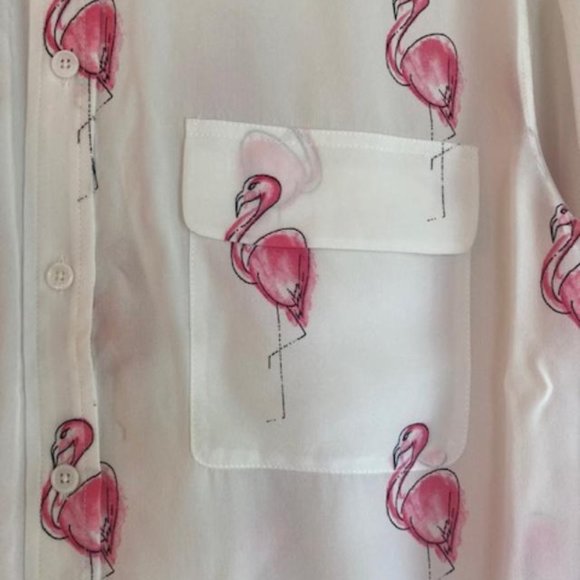 Equipment silk long-sleeve flamingo shirt, S - Picture 2 of 3